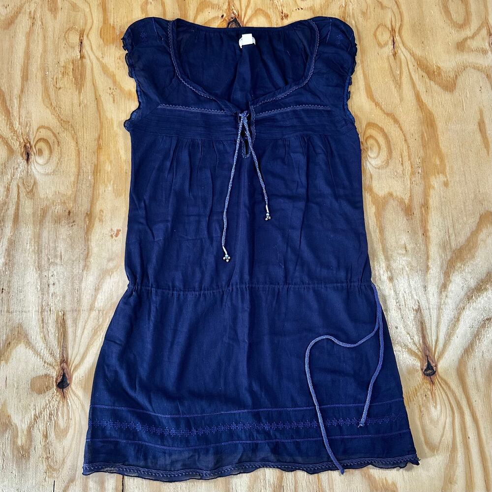 American Eagle Outfitters Vintage Boho Navy Blue Gauze Mini Dress - Size 16